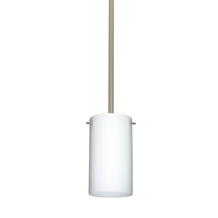 Besa Lighting Stilo 7 Stem Pendant, Opal Matte, Satin Nickel Finish, 1x40W Candelabra 1TT-440407-SN